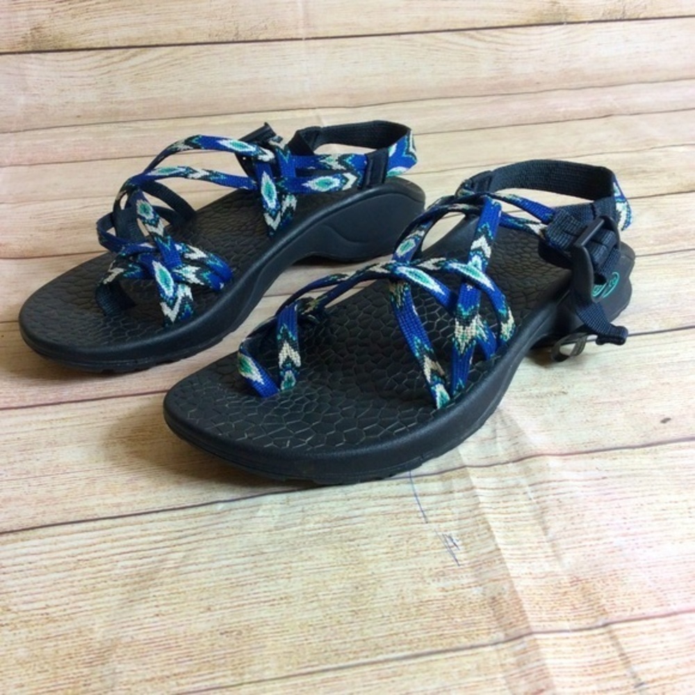 Chaco navy blue double strap toe strap sandals. Size 10